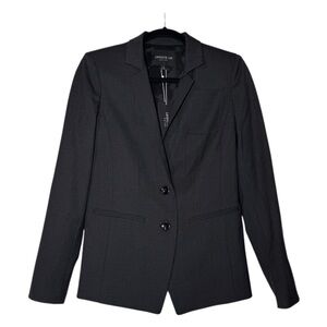 Lafayette 148 Wool Blazer Crepe 2-Button Dark Gray Size 2 NWT Office Careerwear